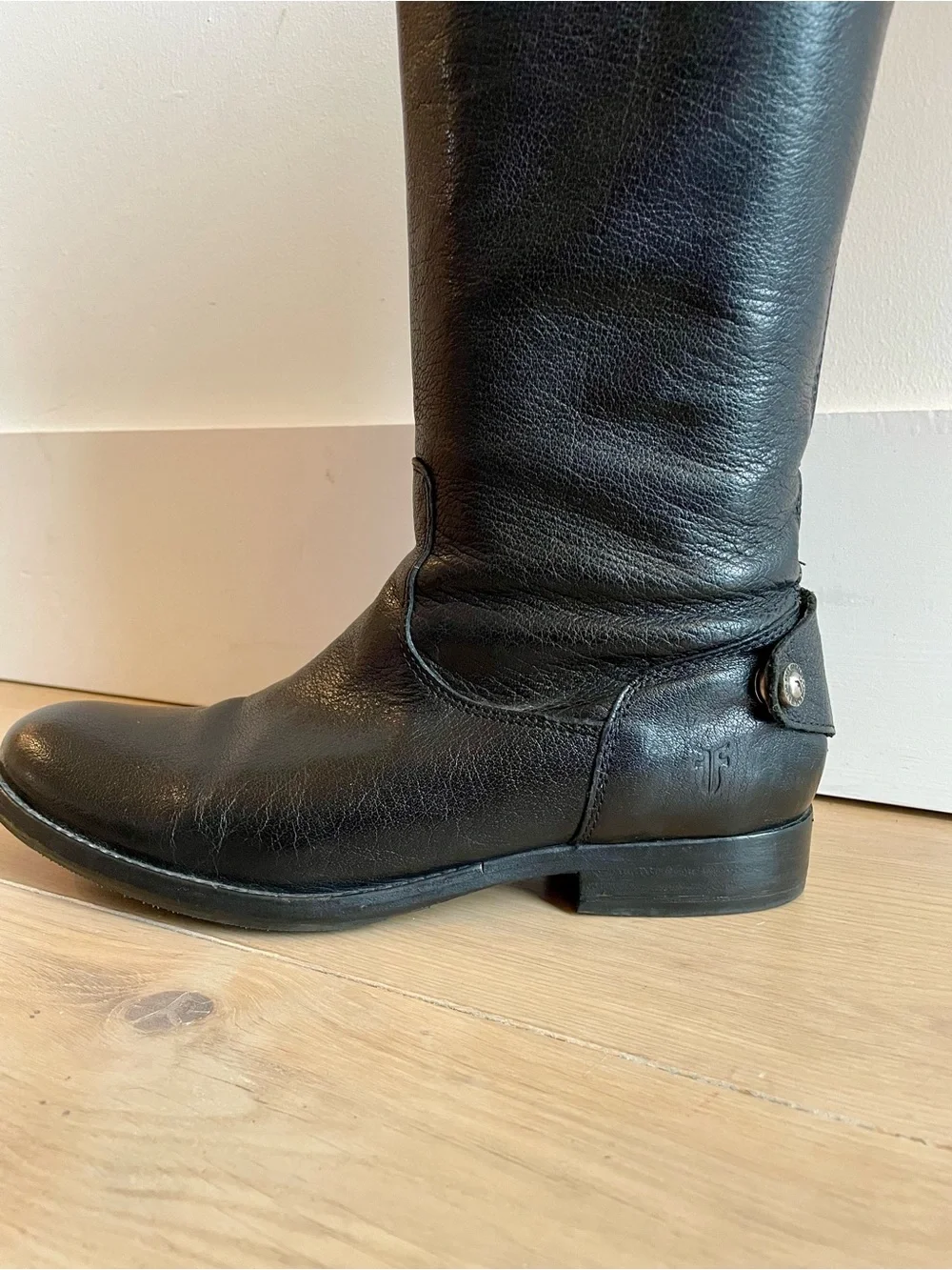 Frye Tall Black Leather Riding Boots • Size 7.5 B • Made in Mexico - Picture 7 of 14